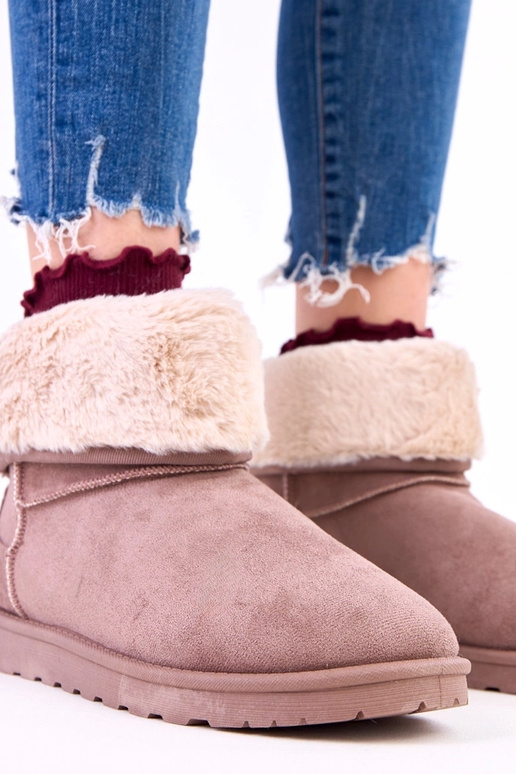 Stivali da neve marroni con pelliccia...