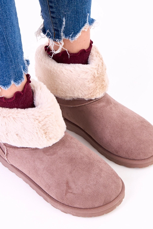 Stivali da neve marroni con pelliccia...