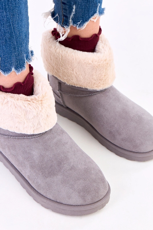 Stivali da neve grigi con pelliccia...