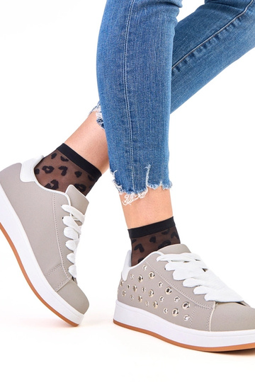 Sneakers grigie su piattaforma con borchie Adelis 2