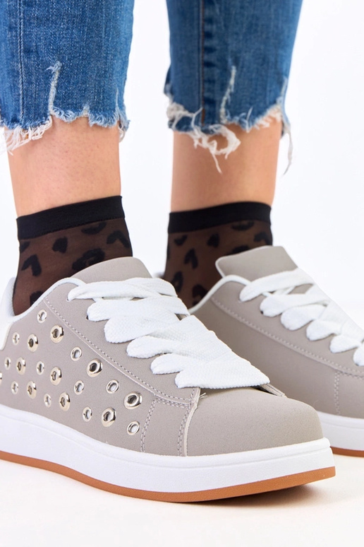 Sneakers grigie su piattaforma con...