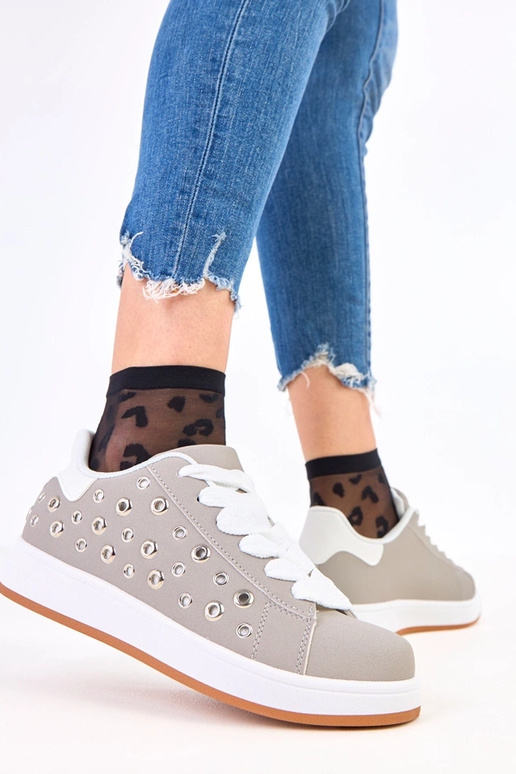 Sneakers grigie su piattaforma con...