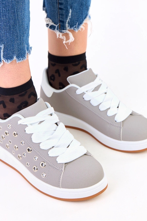 Sneakers grigie su piattaforma con...
