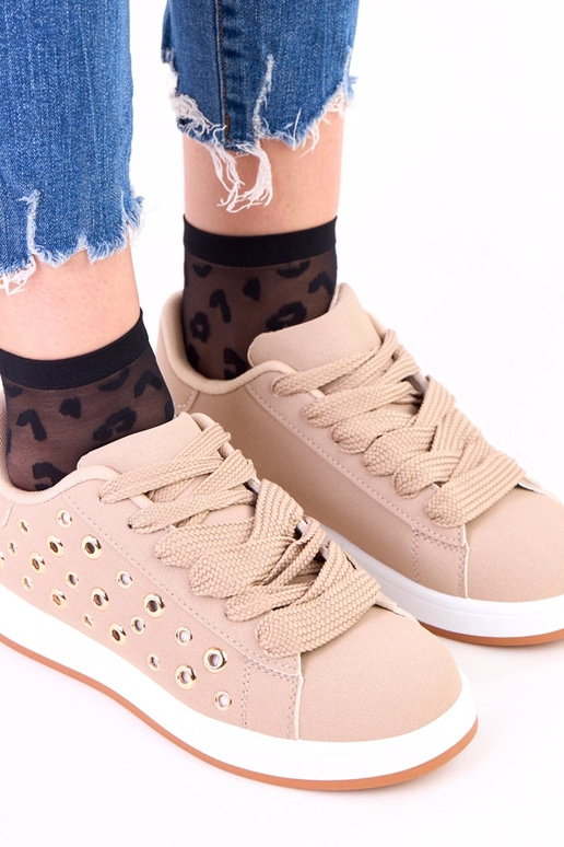 Sneakers marroni su piattaforma con...