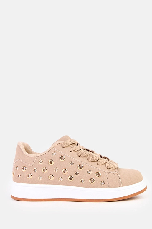 Sneakers marroni su piattaforma con...