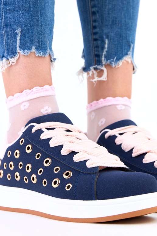 Sneakers blu scuro su piattaforma con...