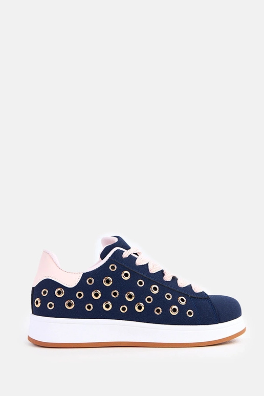 Sneakers blu scuro su piattaforma con...