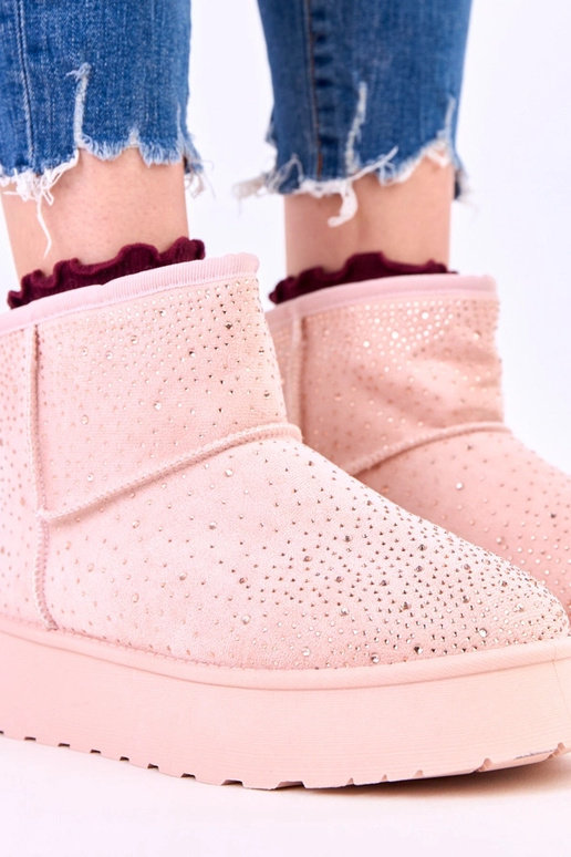 Stivali da neve rosa con zirconi su...