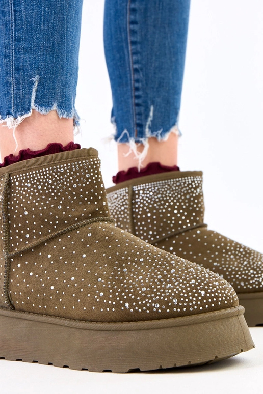 Stivali da neve verdi con zirconi su...