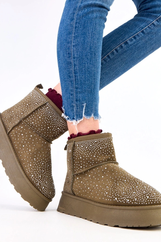 Stivali da neve verdi con zirconi su...