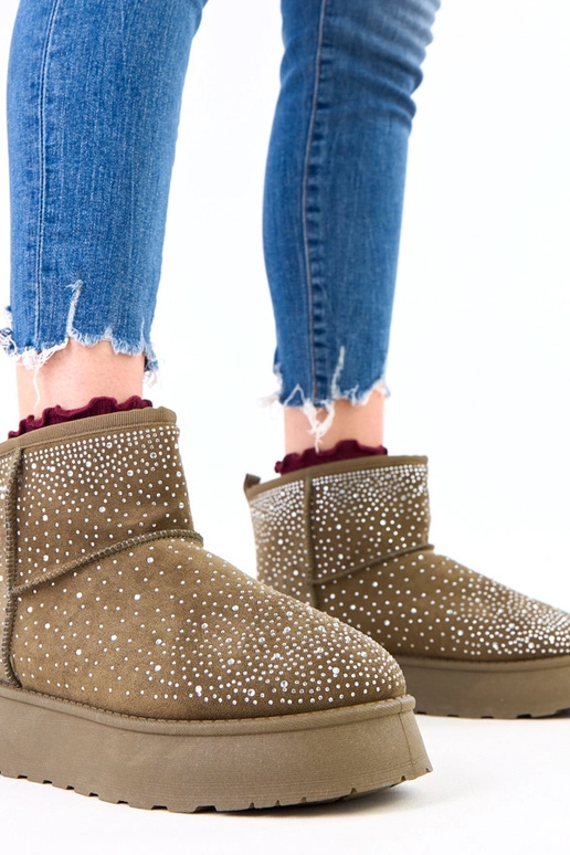 Stivali da neve verdi con zirconi su...