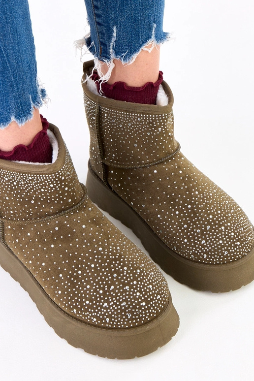 Stivali da neve verdi con zirconi su...