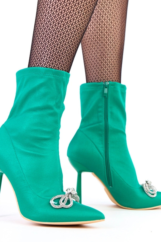 Stivaletti satinati verdi con fiocco...