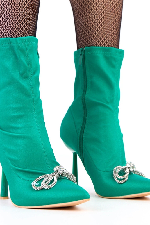 Stivaletti satinati verdi con fiocco...