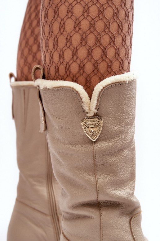 Femminile Pelle stivali Con Vilnius beige Bayla