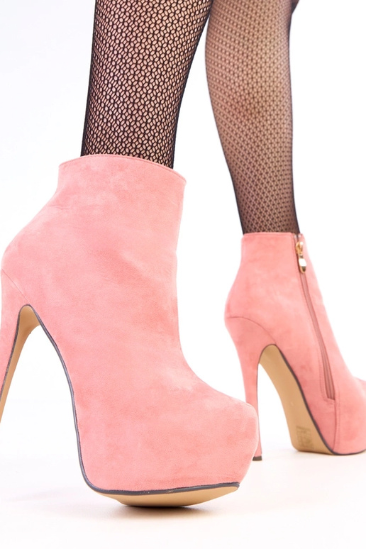 Stivaletti rosa in suede con...
