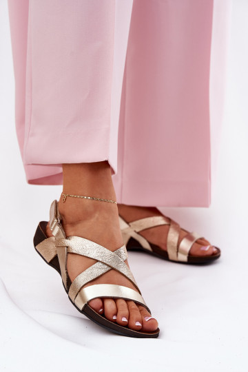 isoscele Sandali da donna Femminile Zazoo 40032 colore dorato 2