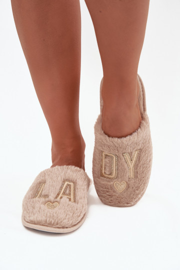 Pantofole Femminile con una pelliccia LADY Vinceza 19958 beige