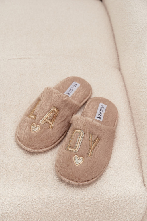 Pantofole Femminile con una pelliccia LADY Vinceza 19958 beige