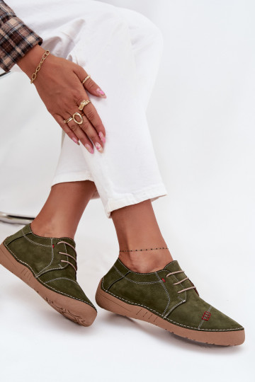 Pelle scarpe FemminilePrzeszyciami Artiker 57C2112 colore verde