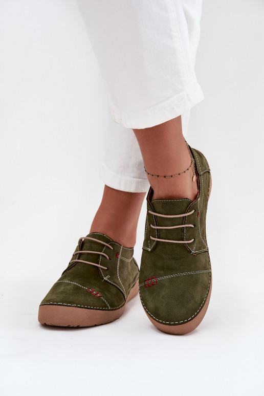 Pelle scarpe FemminilePrzeszyciami Artiker 57C2112 colore verde