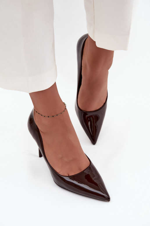 con effetto vernice Eko Pelle scarpe col tacco alto Femminile Ze Szpiczastymi Noskami CzekoladoAe Jadira con effetto vernice Eko Pelle scarpe col tacco alto Femminile Ze Szpiczastymi Noskami CzekoladoAe Jadira