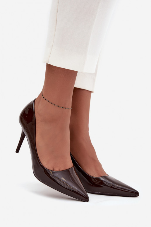 con effetto vernice Eko Pelle scarpe col tacco alto Femminile Ze Szpiczastymi Noskami CzekoladoAe Jadira con effetto vernice Eko Pelle scarpe col tacco alto Femminile Ze Szpiczastymi Noskami CzekoladoAe Jadira