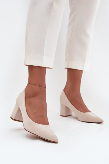 Scarpe Femminile Ze Szpiczastymi Noskami con i tacchi beige Pavira 2