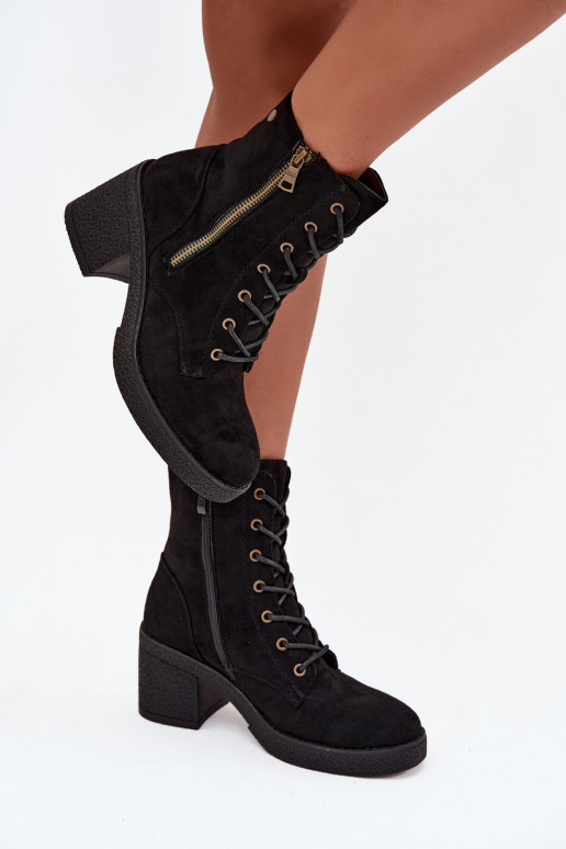 riscaldamento Stivali da donna Con un pizzo e cerniereami colore nero Paressa