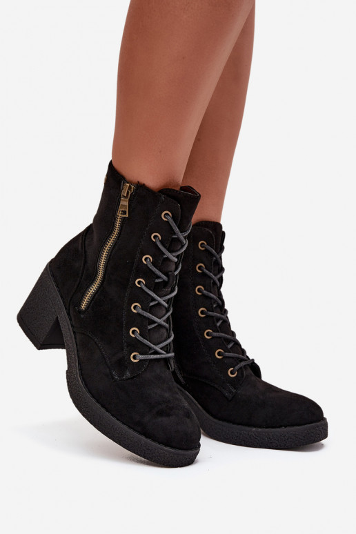 riscaldamento Stivali da donna Con un pizzo e cerniereami colore nero Paressa