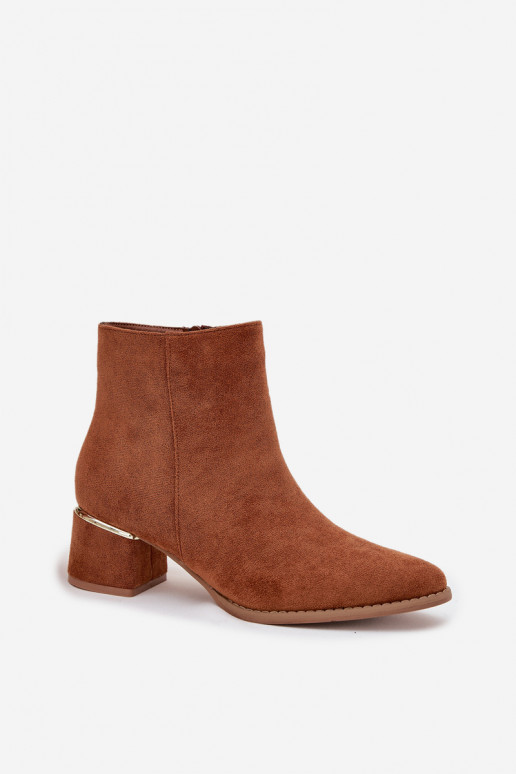 Stivali da donna con i tacchi Ze colore doratom Elemento riscaldamento colore marrone Nolessa