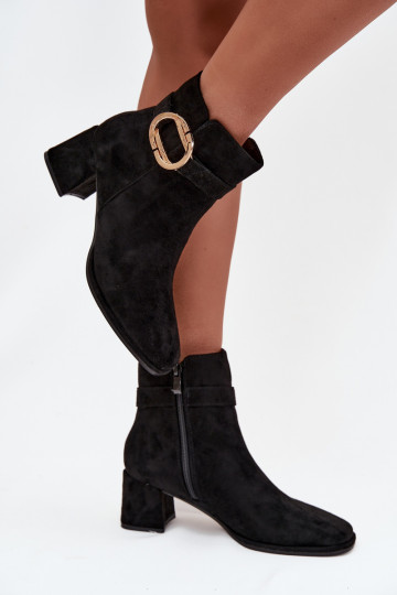 Stivali da donna con fibbie dorate colore nero Calissa