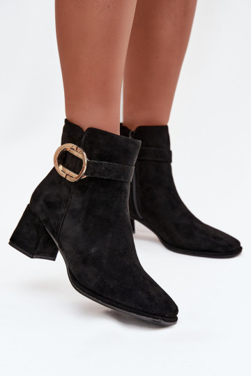 Stivali da donna con fibbie dorate colore nero Calissa 2