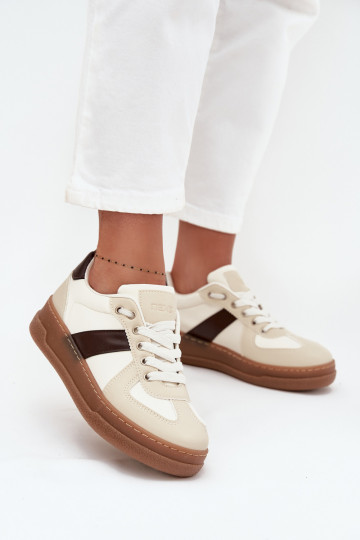 Scarpe modello sneakers Femminile con una piattaforma beige Galivina