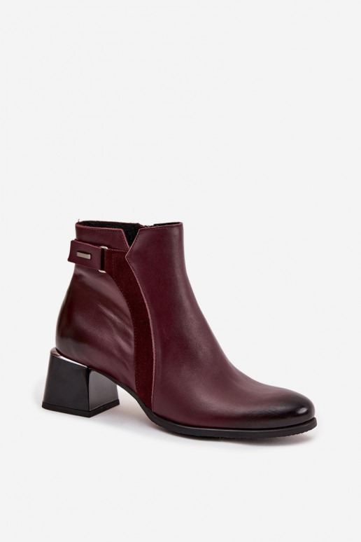 Pelle Stivali da donna con i tacchi riscaldamento Zazoo 60563 Borgogna