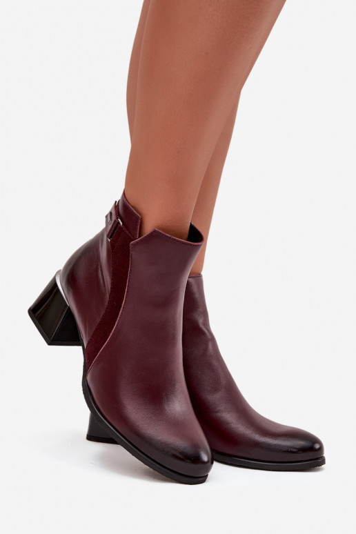 Pelle Stivali da donna con i tacchi riscaldamento Zazoo 60563 Borgogna