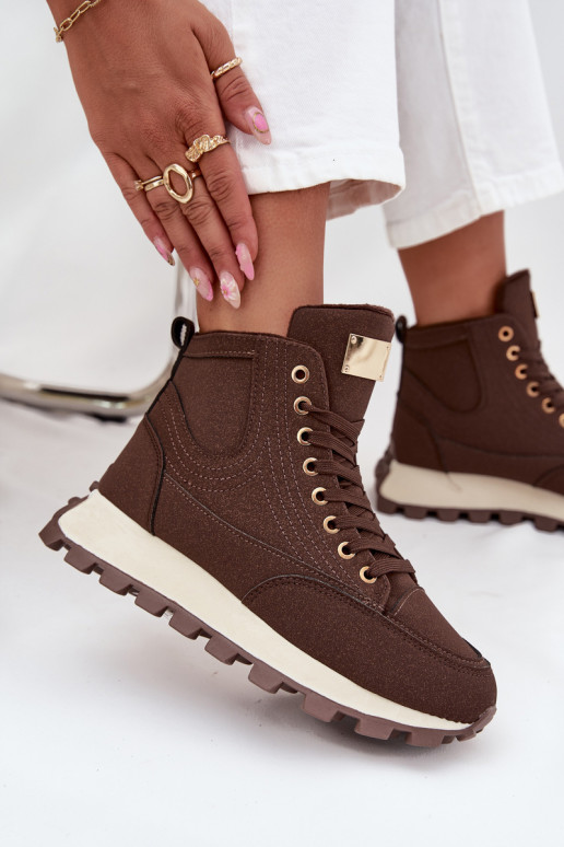 riscaldamento scarpe Femminile con una piattaforma colore marrone Deverivira