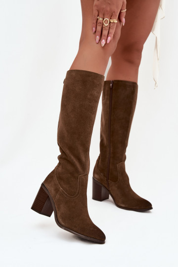 stivali da donnaAbilitatoturalnego dalla pelle scamosciatau riscaldamento Obcas Słupek Sergio Leone KZ25668-S colore verde