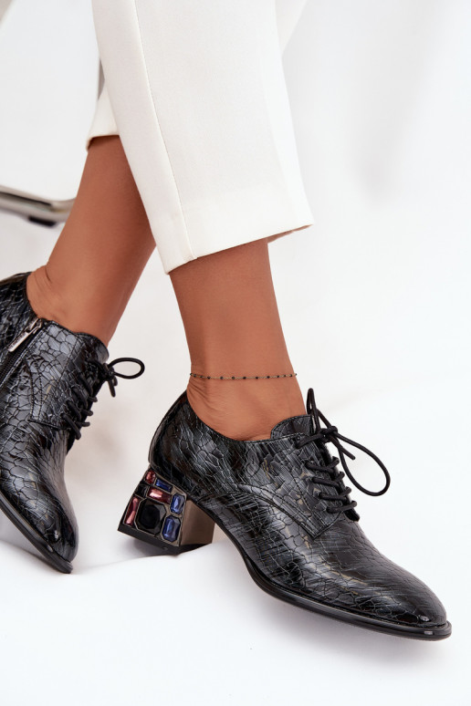 Stivaletti in vera pelle laccata Femminile con i tacchi con gli occhi lucenti Artiker 57C0072 colore grigio