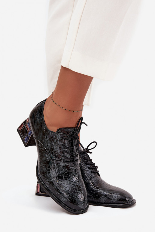 Stivaletti in vera pelle laccata Femminile con i tacchi con gli occhi lucenti Artiker 57C0072 colore grigio