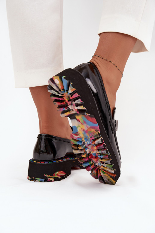 scarpe mocassini da donnacon effetto vernicej Skóry Artiker 57C0070 colore nero scarpe mocassini da donnacon effetto vernicej Skóry Artiker 57C0070 colore nero