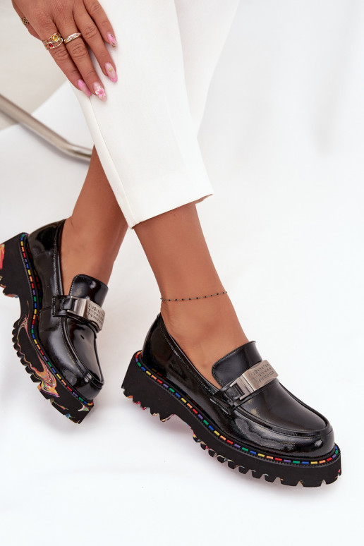 scarpe mocassini da donnacon effetto vernicej Skóry Artiker 57C0070 colore nero scarpe mocassini da donnacon effetto vernicej Skóry Artiker 57C0070 colore nero