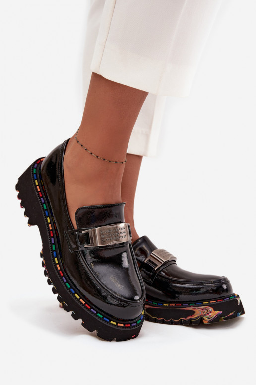 scarpe mocassini da donnacon effetto vernicej Skóry Artiker 57C0070 colore nero scarpe mocassini da donnacon effetto vernicej Skóry Artiker 57C0070 colore nero