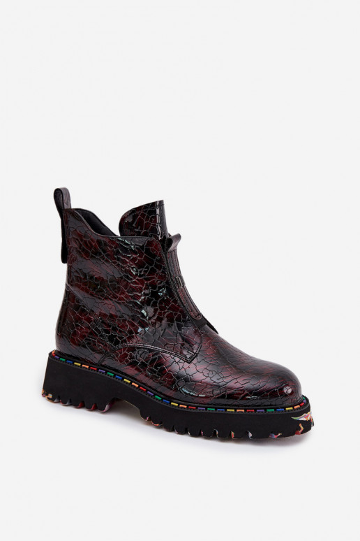 con effetto vernice Stivali da donnaAbilitatoturalnej Skóry riscaldamento Artiker 57C0165 Borgogna