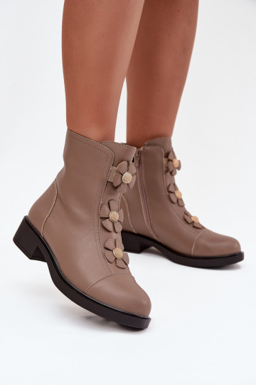 Pelle Stivali da donna Con decorazionii con motivi florealikami riscaldamento beige Belverine 2