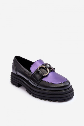 Stivaletti in pelle con suola massiccia Nero e-Colore viola Elkiza 2