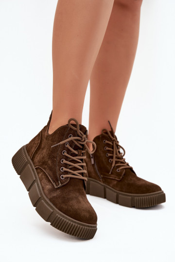 dalla pelle scamosciata scarpe con tacco basso da donna con una piattaforma Big Star SS274595 colore marrone 2