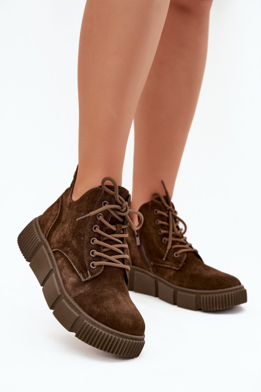 dalla pelle scamosciata scarpe con tacco basso da donna con una piattaforma Big Star SS274595 colore marrone dalla pelle scamosciata scarpe con tacco basso da donna con una piattaforma Big Star SS274595 colore marrone