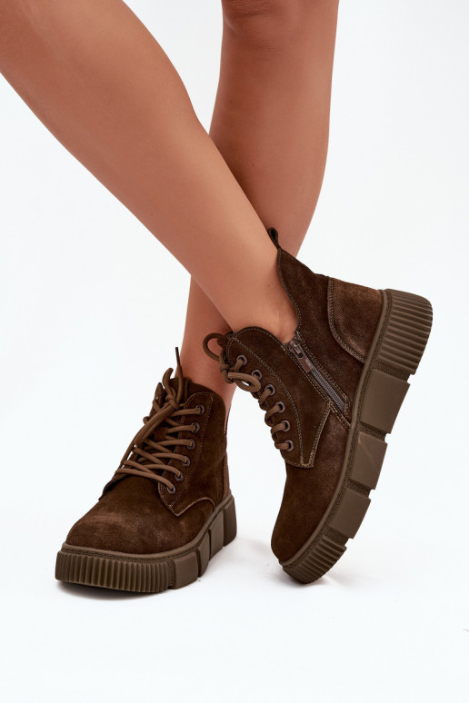 dalla pelle scamosciata scarpe con tacco basso da donna con una piattaforma Big Star SS274595 colore marrone dalla pelle scamosciata scarpe con tacco basso da donna con una piattaforma Big Star SS274595 colore marrone