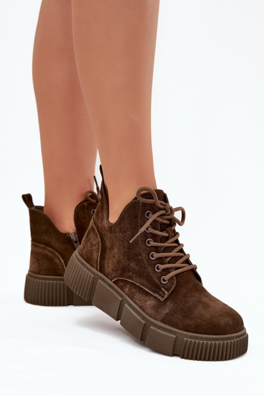 dalla pelle scamosciata scarpe con tacco basso da donna con una piattaforma Big Star SS274595 colore marrone dalla pelle scamosciata scarpe con tacco basso da donna con una piattaforma Big Star SS274595 colore marrone